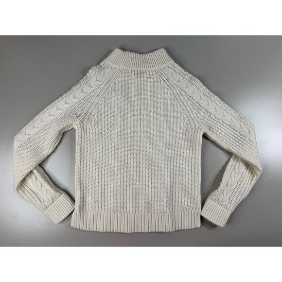 J Crew Women’s Cable Knit Fisherman Sweater XS Ivory Wool Blend Chunky Retro - Picture 7 of 10